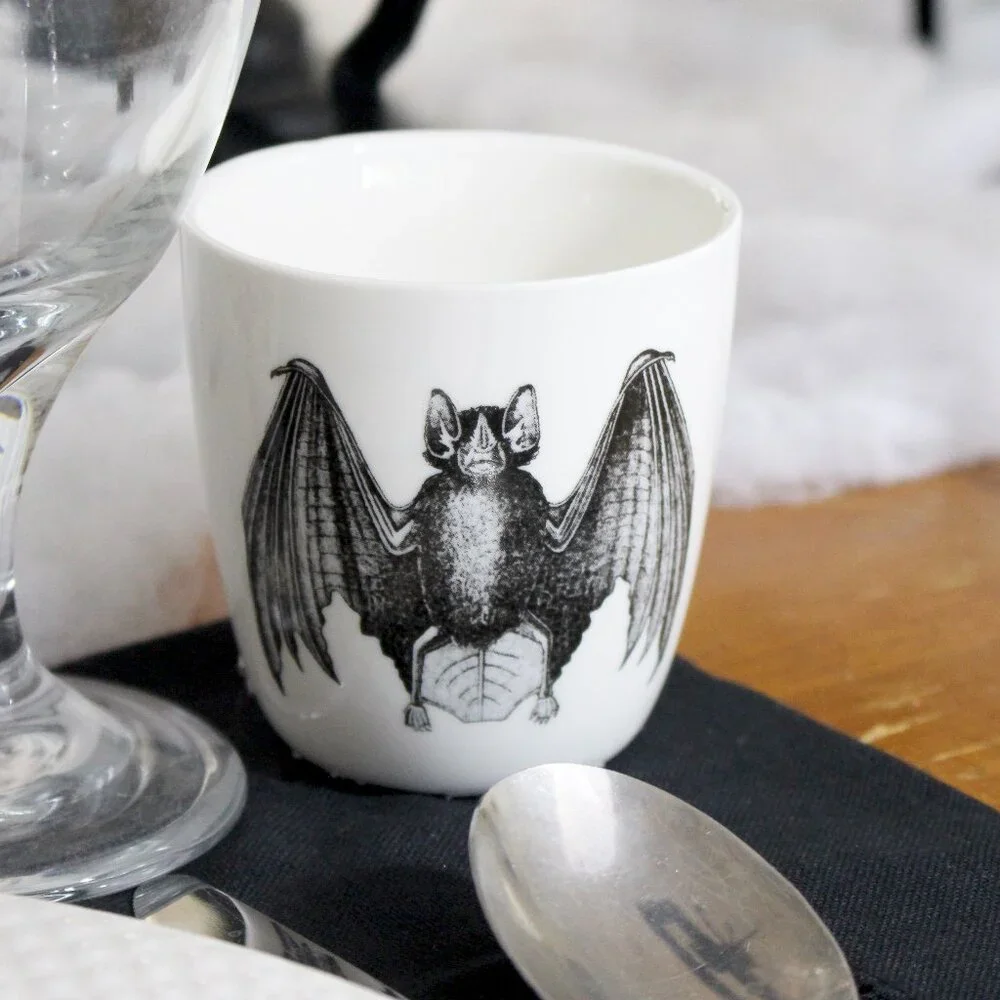 Vintage Small Porcelain Gothic Vampire Bat Cup VHTF